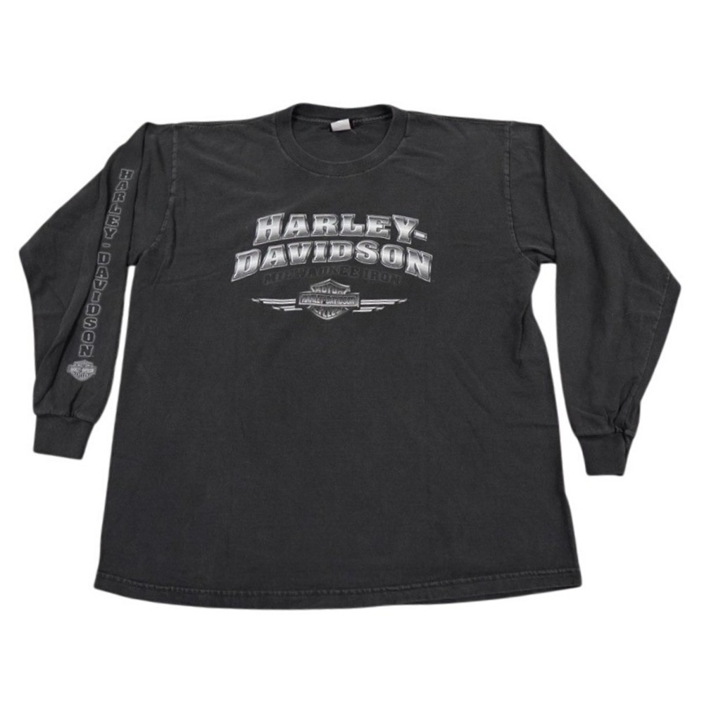 VTG Harley Davidson Holoubek Shirt Men XL Black Milwaukee NH Iron Sleeve Graphic